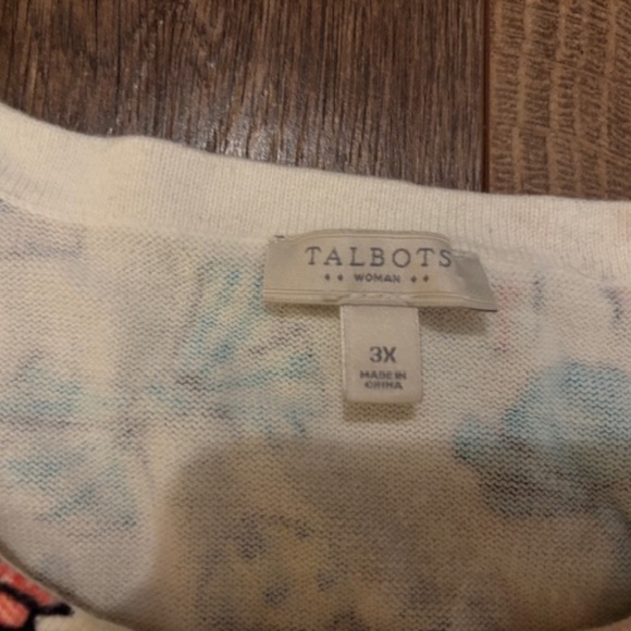 Talbots White with Multicolour Bows 3/4 Sleeve Cardigan Size 3X - Picture 3 of 6